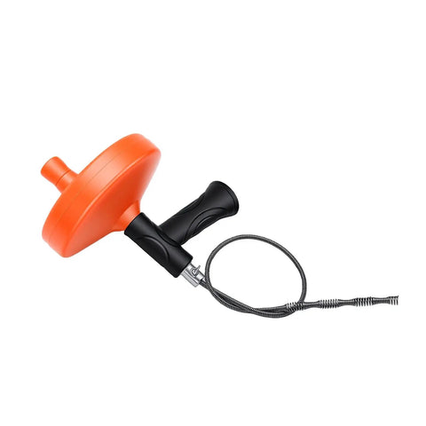 Heavy Duty Toilet Snake Auger For Sweeping Away Tough Pipe Clogs And Sink Gunk Featuring A Rugged Non Slip Grip Handle side view.