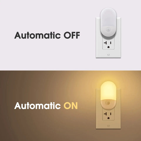 Two Pack LED Night Lights Plugs Into Wall, Dimmable With Light Sensor, Auto On Off, 30 Or 60 Lumen Adjustable Brightness