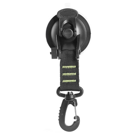 Front view of Heavy Duty Suction Cup Anchors With Securing Hook 4 Pack, Camping Tarp Accessory For Camping Cars Vans Trucks Boats And Home, Green, Made From ABS And PVC With Wear Resistant Construction And Sticky Gel Base For Easy Attachment.