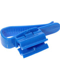 Close-up of blue Home Brew Bucket Clip Siphon Tube Hose Flow Control Clamps For Beer And Wine Making, shown open, durable, easy grip design.