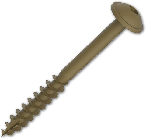 Protec-Kote Outdoor Pocket Screws 2-1/2 Inch Coarse Thread With Maxi-Loc Head screw showing detailed threading and head design