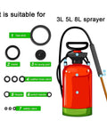 11 Piece Sprayer Seal Ring Set With Rubber Base Pad Universal Gasket Kit For Most 3L 5L 8L Sprayers And 1 Gallon 2 Gallon Systems Irrigation Accessories Durable Rubber Seals 1 Pack, 3L 5L 8L sprayer parts