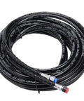 Hydraulic Boat Steering Kit for Outboard Motors 150HP with 26 Feet Hoses Two Way Lock Cylinder Relief Valve Air Pocket and Aluminum Alloy Housing Marine Steering System Plug And Play showing coiled high-pressure hoses.