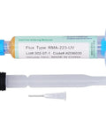 Two Pack Pro Grade Solder Flux Soldering Paste For PCB BGA Repair With Tinning Syringe Tool showcasing syringe and applicator nozzle