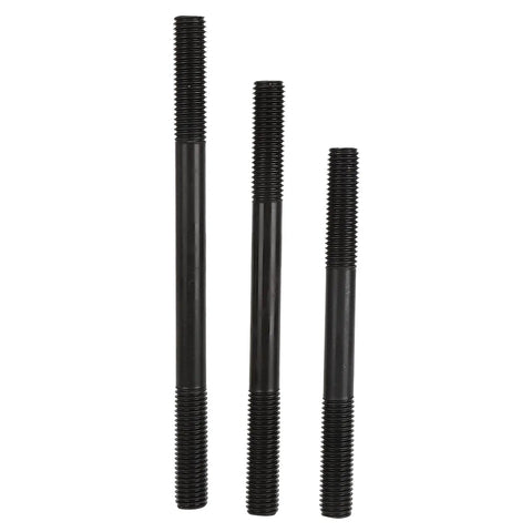 Three black threaded rods from 58 Piece T Slot Clamp Kit With Hardened Press Plates For Milling Lathe CNC Workholding Compatible With Standard T Slot Tables