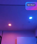 Smart Downlight Retrofit Kit with SuperColor Technology, 800 Lumen, 90 CRI in 5-6 inch recessed can lights showing color change.