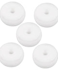 Dead Simple Setup Nylon Wheel Casters With Precision Ball Bearings And Heavy Duty Brackets For Manure Removal Systems and Industrial Tracks displaying five white nylon wheels.