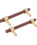 Dope Walnut And Brass Cabinet Hardware Drawer Handles 2 Sets Durable Solid Brass Pulls With Walnut Wood Accents