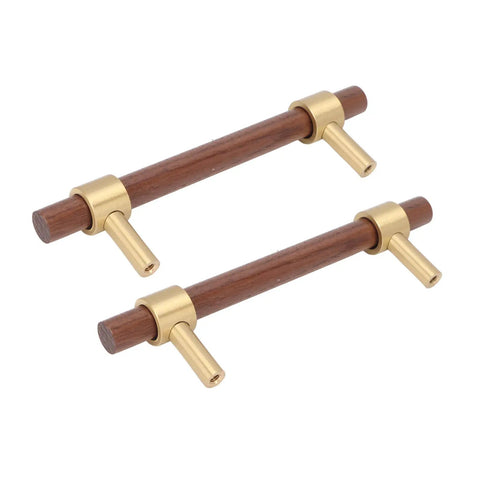 Dope Walnut And Brass Cabinet Hardware Drawer Handles 2 Sets Durable Solid Brass Pulls With Walnut Wood Accents