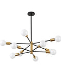 Sputnik Style 10 Light Chandelier Over Dining Table In Black And Gold Dope Mid Century Vibe Pendant Lighting For Kitchen And Living Room