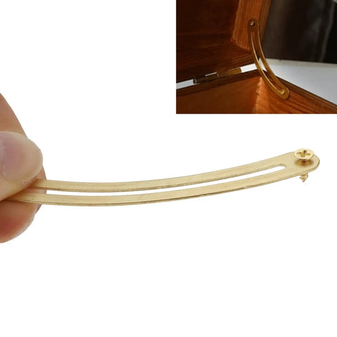 10 Pieces Lid Support Hinges For Wooden Boxes And Cabinets, Gold Iron Recurved Stay Hinges For Jewelry Boxes, Trunks, Display Cases, Size 69 By 9 Mm