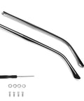 Universal Eyeglass Replacement Temples Black Glasses Arms Legs Complete Repair Set With Screwdriver And Screws featuring black steel temple arms and screws.