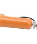 Authentic Rc Fire Extinguisher For 1/18 And 1/24 Scale Crawler Cars Lightweight Drop In Decorative Rig Upgrade With Clean Orange Paint Finish. Close-up view of orange fire extinguisher with metal connector.