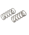 Compression springs, two stainless steel units, 6 mm OD, 0.6 mm wire, 15 mm free length, silver tone.