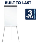 Melamine Presentation Easel With Whiteboard And Flipchart, 3 By 2 Feet, Gray Frame, Stands Nearly 75 Inches Tall, Non Magnetic Surface, Easy Setup Grab And Go Top Clamp For Standard Pads, Tripod Base