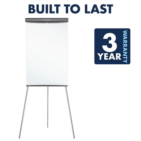 Melamine Presentation Easel With Whiteboard And Flipchart, 3 By 2 Feet, Gray Frame, Stands Nearly 75 Inches Tall, Non Magnetic Surface, Easy Setup Grab And Go Top Clamp For Standard Pads, Tripod Base