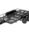 1/10 Scale Full Metal Trailer With Led Lights Heavy Duty Cargo Hauler Rig Ready For Rc Crawler Builds Compatible With Axial Scx10 Redcat Traxxas And More Tandem Setup showing detailed view of metal chassis and tires.
