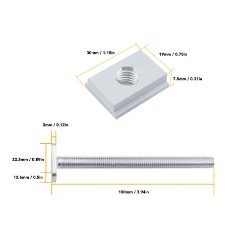 Dimensions of Woodworking T Slot Clamp Set In Aluminum T Track For Routers CNC Table Saws Jigs And Workshop Fixturing