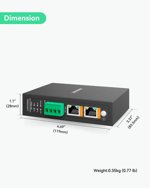 Industrial Gigabit 90W PoE Splitter With IEEE 802 3BT PoE And DC Output 5 9 12 24V DIN Rail Mount Power Supply dimensions