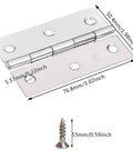 18 Pack Folding Door Hinges 2 By 3 Inch Stainless Steel Square Butt Hinges with flathead screw, home furniture hardware.