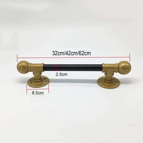 Rugged Rustic Industrial Cast Iron Door Handle Kit 42cm Long Multipurpose Barn Door Hardware with gold accents