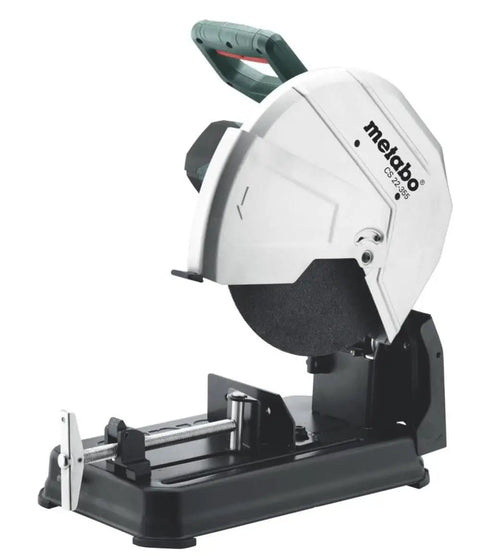 14-Inch Metal Chop Saw With Quick Clamp And Variable Mitre For -15 To 45 Degree Cuts, Model CS 22-355, black base, white body