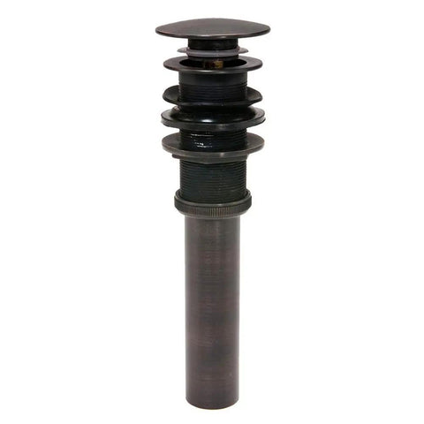 Oil Rubbed Bronze 1.5 Inch Non Overflow Pop Up Bathroom Sink Drain With Push Pop Top Design No Mess Install Compression Threaded