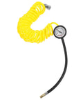Top Tier Yellow PU Coil Air Hose With Quick Lock Connector For Air Compressor And Pneumatic Tools, 5m length with pressure gauge.
