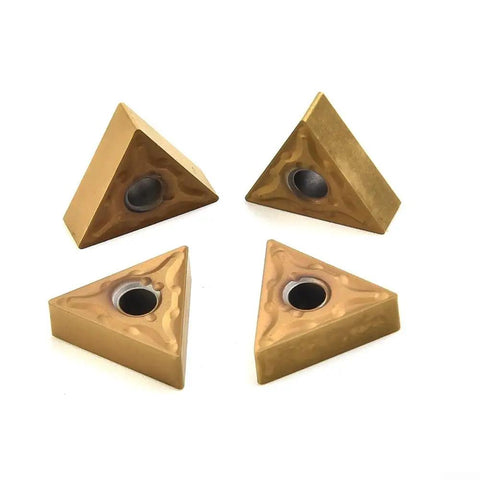 10 Pack Carbide TNMG 160404 Inserts For Lathe Turning Steel And Cast Iron, gold triangular metal cutting tools 16x5mm
