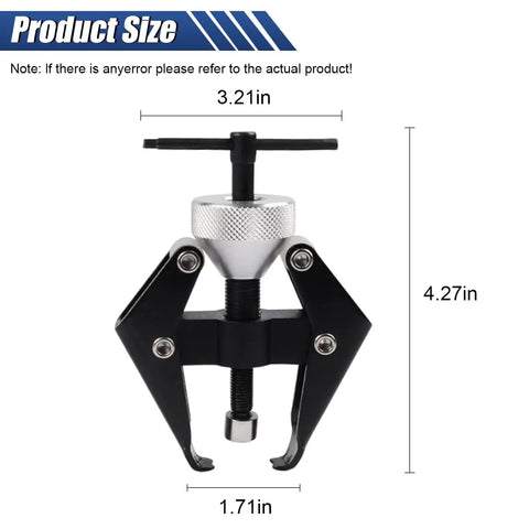 Heavy Duty Windshield Wiper Arm Removal Tool Kit for Most Cars, showing dimensions, adjustable jaw puller with handle