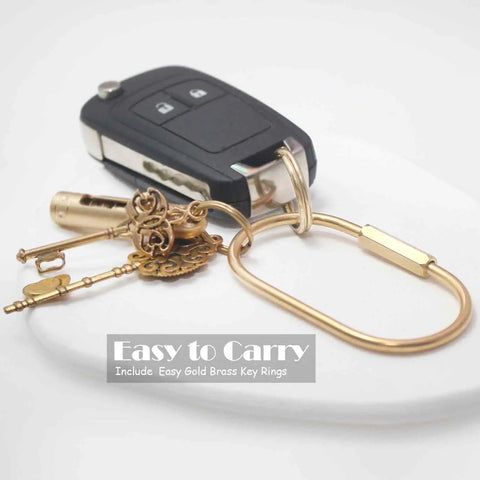 Dope Gold Brass Key Rings With Screw Lock Carabiner Clips For Keys And Handbags, Durable Brass Key Organizer Charms For Purses