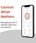 Smartphone displaying app interface for 6 Mesh WiFi System With WiFi 6 AX1800 For Homes Up To 4000 Sq Ft 2 Pack Dope Fast Gigabit Ethernet