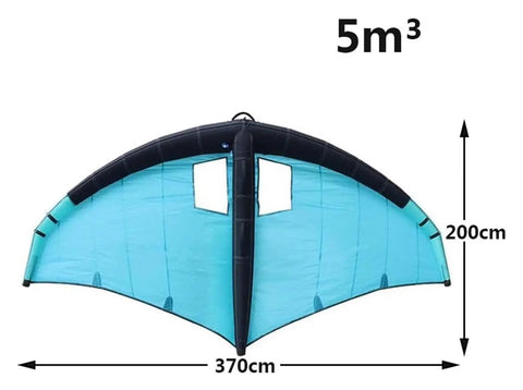 Inflatable Wing Foil for Water Sports, 5m3 blue handheld kite for wingsurfing and windsurfing with durable waterproof sail.