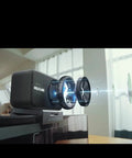 Hella Crisp 4K Webcam With Massive 1.5 Inch Sensor And Killer Low Light Vision Plus Smooth AI Auto Framing Tracking For Zoom TikTok Live Streaming With Direct Wireless Mic Support And Privacy Lock capturing light with advanced optical elements.