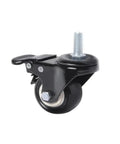 4 Pack 1.5 Inch Swivel Furniture Casters With Brakes, Black, M8/M10 Stem, Double Bearing Sleeve, Heavy Duty Wheel Caster Set