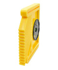 Heavy Duty Featherboard With Built In Level And Quick Angle Finder Featuring Strong Magnetic Mount For Router Tables And Table Saws, yellow plastic side view.