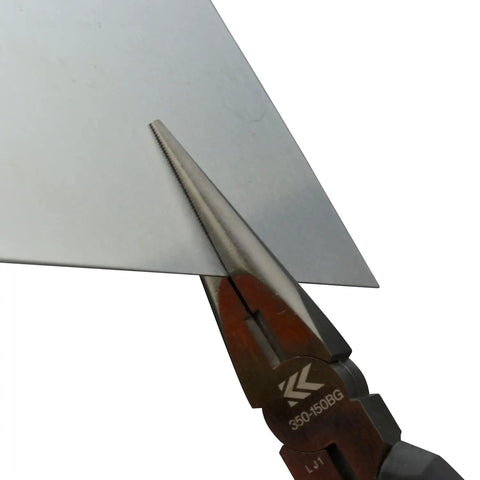 Radio Pliers With Cross Knurling Shaft Black Gold Finish for precision cuts, gripping a sheet metal corner.