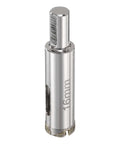 HARFINGTON diamond tile drill bit with center guide; 5/8in (16mm) chrome shank (front view)