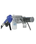 No Sweat Fuel Transfer Pump With Automatic Shut Off Nozzle And Premium Filter Kit 18 GPM 12 Volt Motor, close-up view of nozzle and filter.