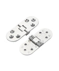 Two Self Supporting Flap Hinges 80x30mm for Folding Tables, Flush Mounted, Matte Brass Finish, Silent Operation