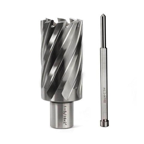 Oscarbide annular cutter with Weldon shank (1-5/16 in dia) and 2-flat magnetic drill bit, silver steel