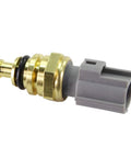 Close-up view of DOICOO coolant temperature sensor with brass threaded body and gray plastic connector.