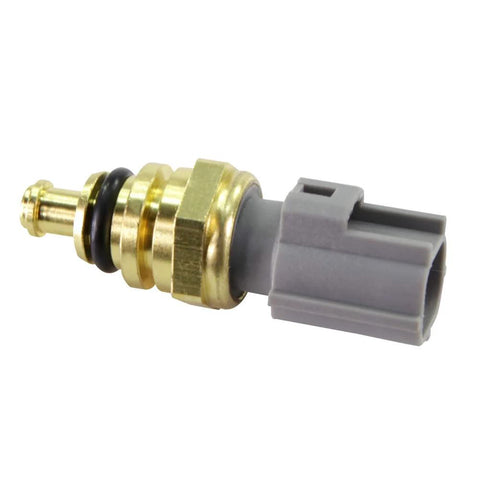 Close-up view of DOICOO coolant temperature sensor with brass threaded body and gray plastic connector.