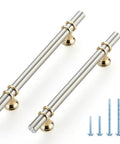 Two Tone Brushed Nickel And Gold Cabinet Pulls 7.38 Inch And 5 Inch Center To Center 30 Pack Kitchen Cabinet Hardware Drawer Handles