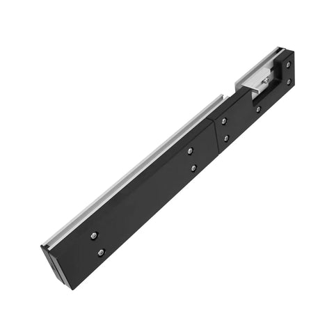 Built Tough, Knocks Out Flawless Joints Daily, Dead Nuts Precise Aluminum Box Joint Jig For Miter Gauge, side view of aluminum jig