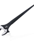 8 Inch Adjustable Spud Wrench with Black Oxide Finish Dual SAE and Metric Scale Up to 30mm Nuts and Bolts Alignment Holes and Tail Crowbar