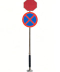 Heavy Duty Flexible Delineator Post For Concrete Mounting with stop and no parking signs, made of steel for traffic safety.
