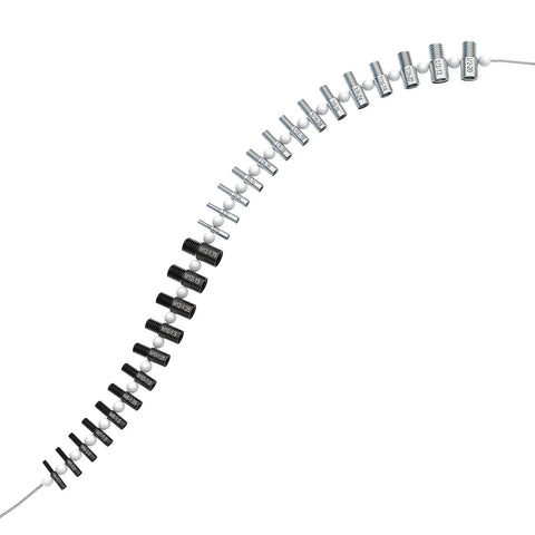Pro Grade Nut And Bolt Thread Checker Set Inch And Metric, 26 Male And Female Gauges with detachable wire loops arranged in arc.