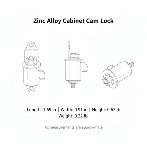 Diagram of Zinc Alloy Cam Lock Replacement For Metal File Cabinets Drawers And Tool Chests showing dimensions