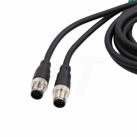 M12 A Coded 8 Pin Male to 8 Pin Male Shielded Signal Cable For Industrial Controls And Automation IO Link Profibus Pro, 5m length